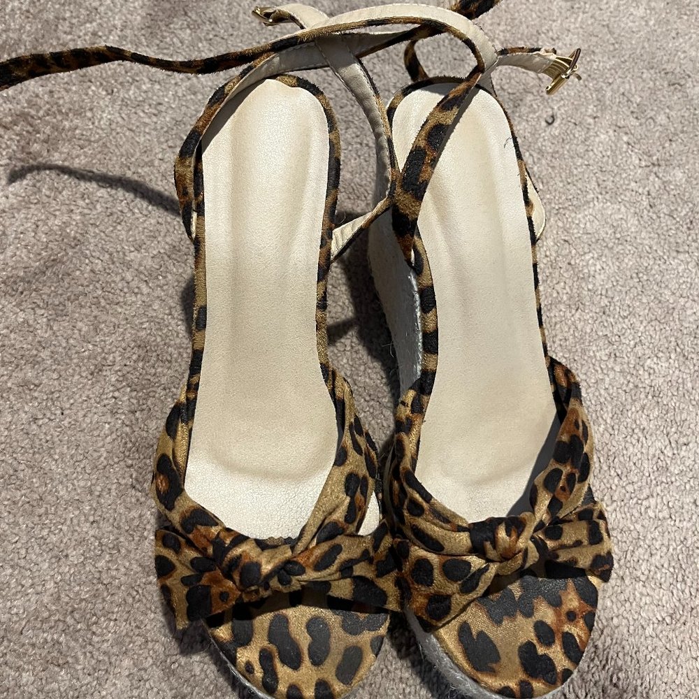 Womens Wedge Sandals/Leopard print/Soft fabric